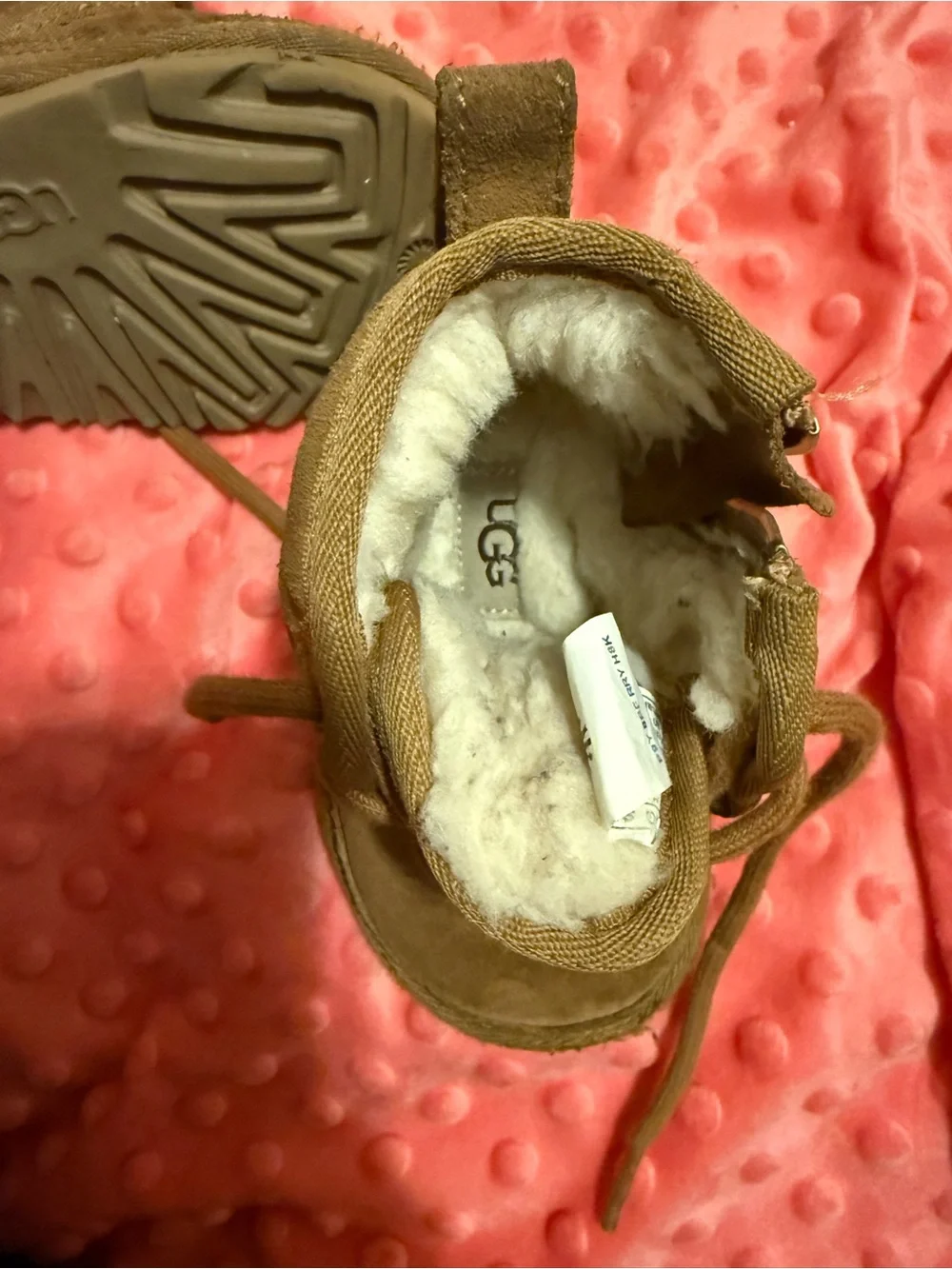 UGG Kids Chestnut Suede Lace-Up Boots Toddler Size 6!